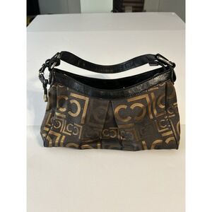 Liz Claiborne‎ Heritage Mosaic Shoulder Bag W Black And Copper w/ Logo Print